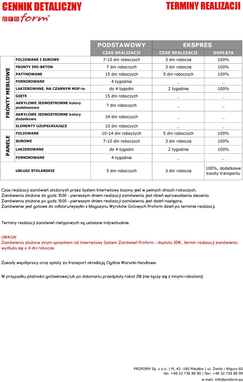 AKRYLOWE JEDNOSTRONNE kolory dodatkowe ELEMENTY UZUPEŁNIAJĄCE 15 dni roboczych 7 dni roboczych 14 dni roboczych 10 dni roboczych 5 dni roboczych 7-10 dni roboczych 3 dni robocze LAKIEROWANE do 4