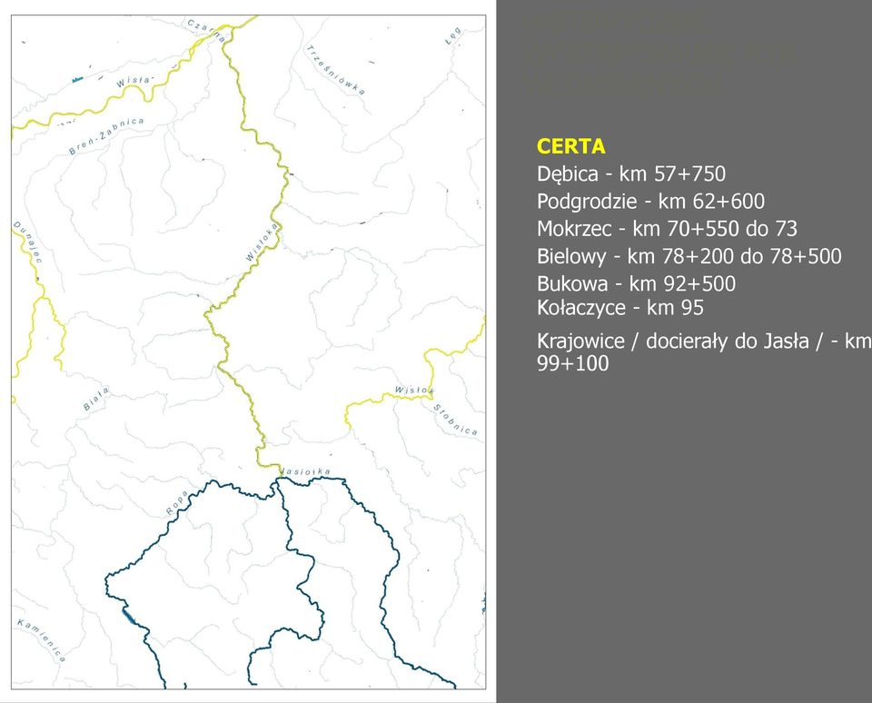 73 Bielowy - km 78+200 do 78+500 Bukowa - km 92+500