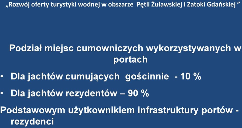 10 % Dla jachtów rezydentów 90 % Podstawowym