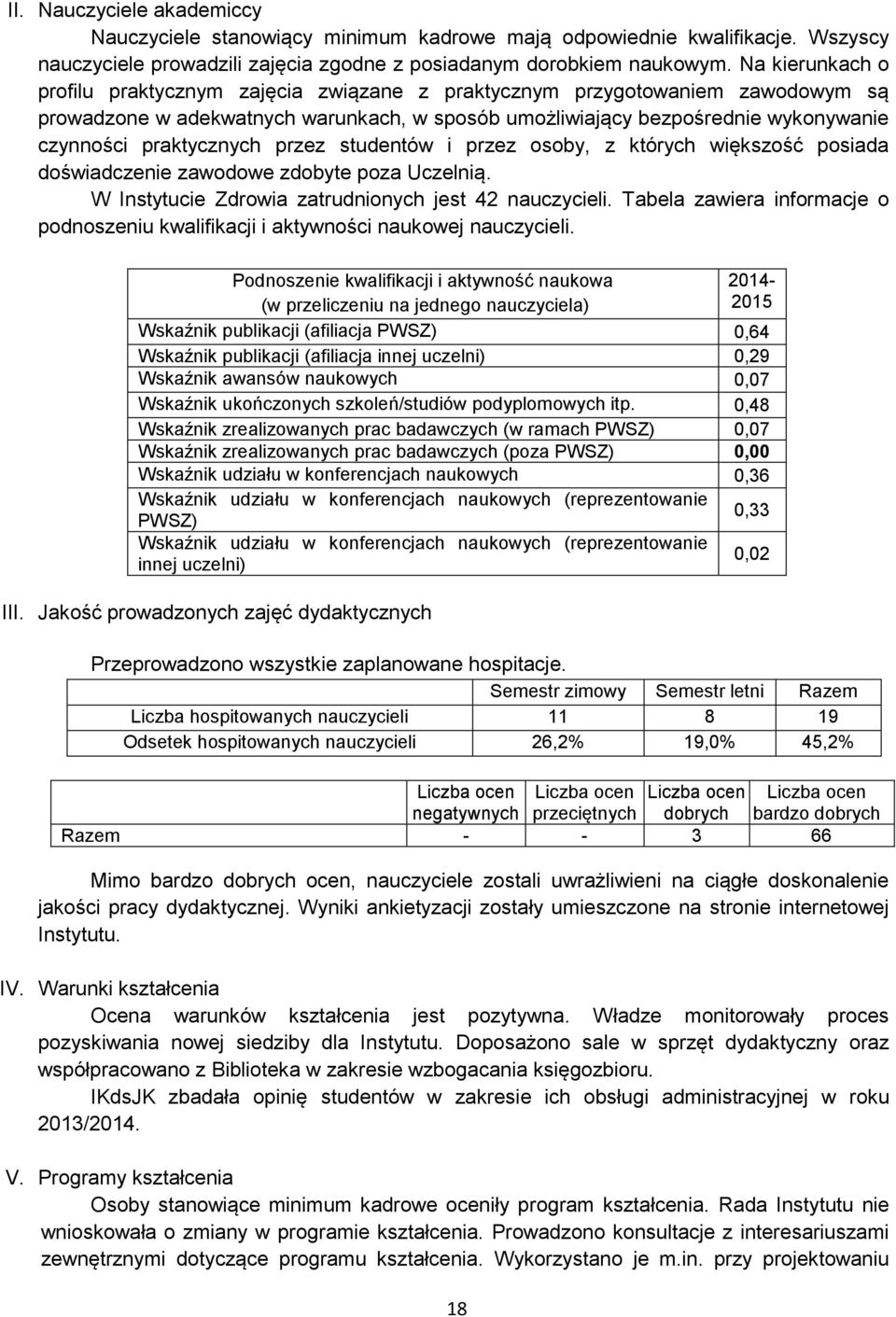 praktycznych przez studentów i przez osoby, z których większość posiada doświadczenie zawodowe zdobyte poza Uczelnią. W Instytucie Zdrowia zatrudnionych jest 42 nauczycieli.