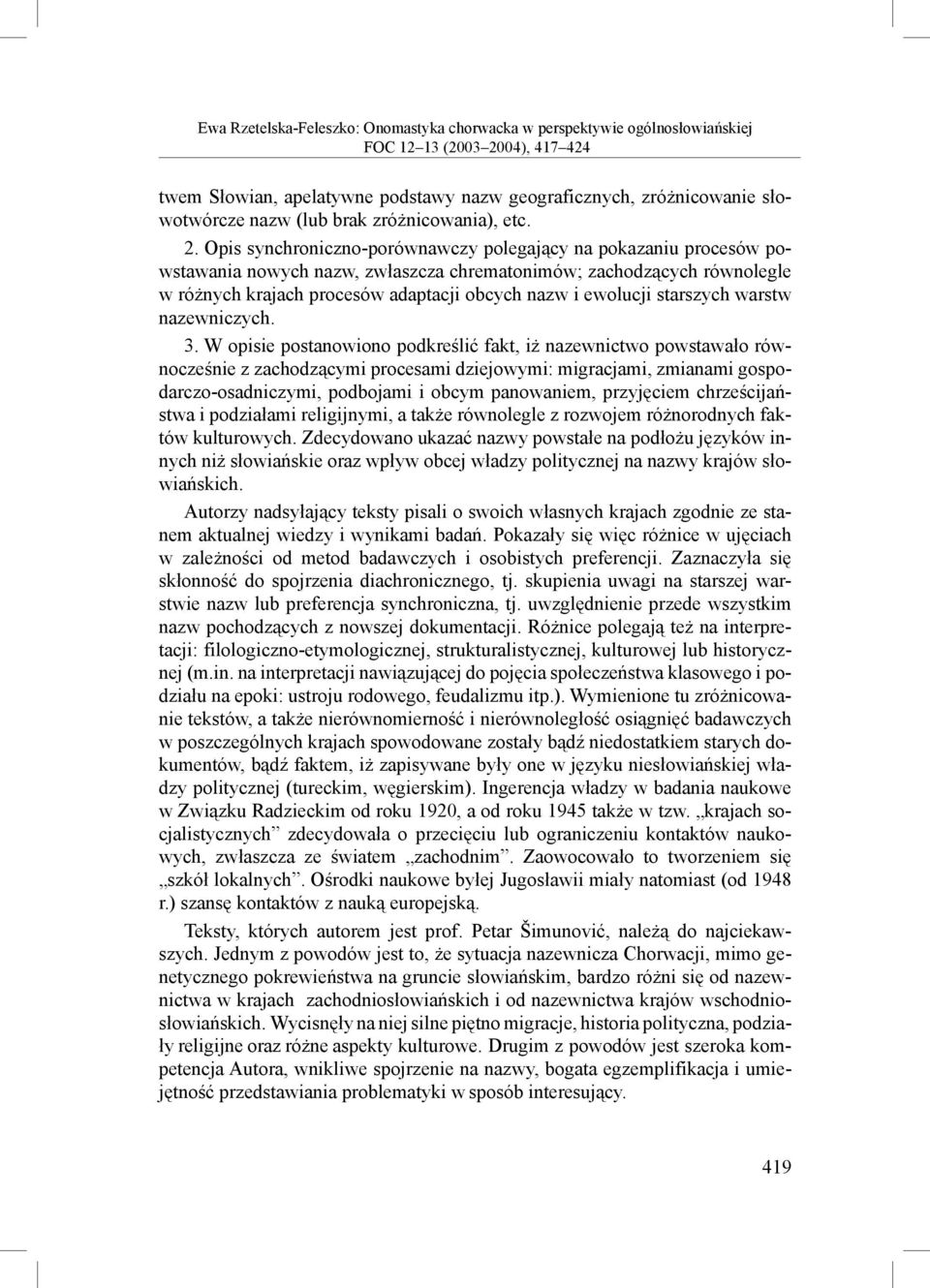 starszych warstw nazewniczych. 3.