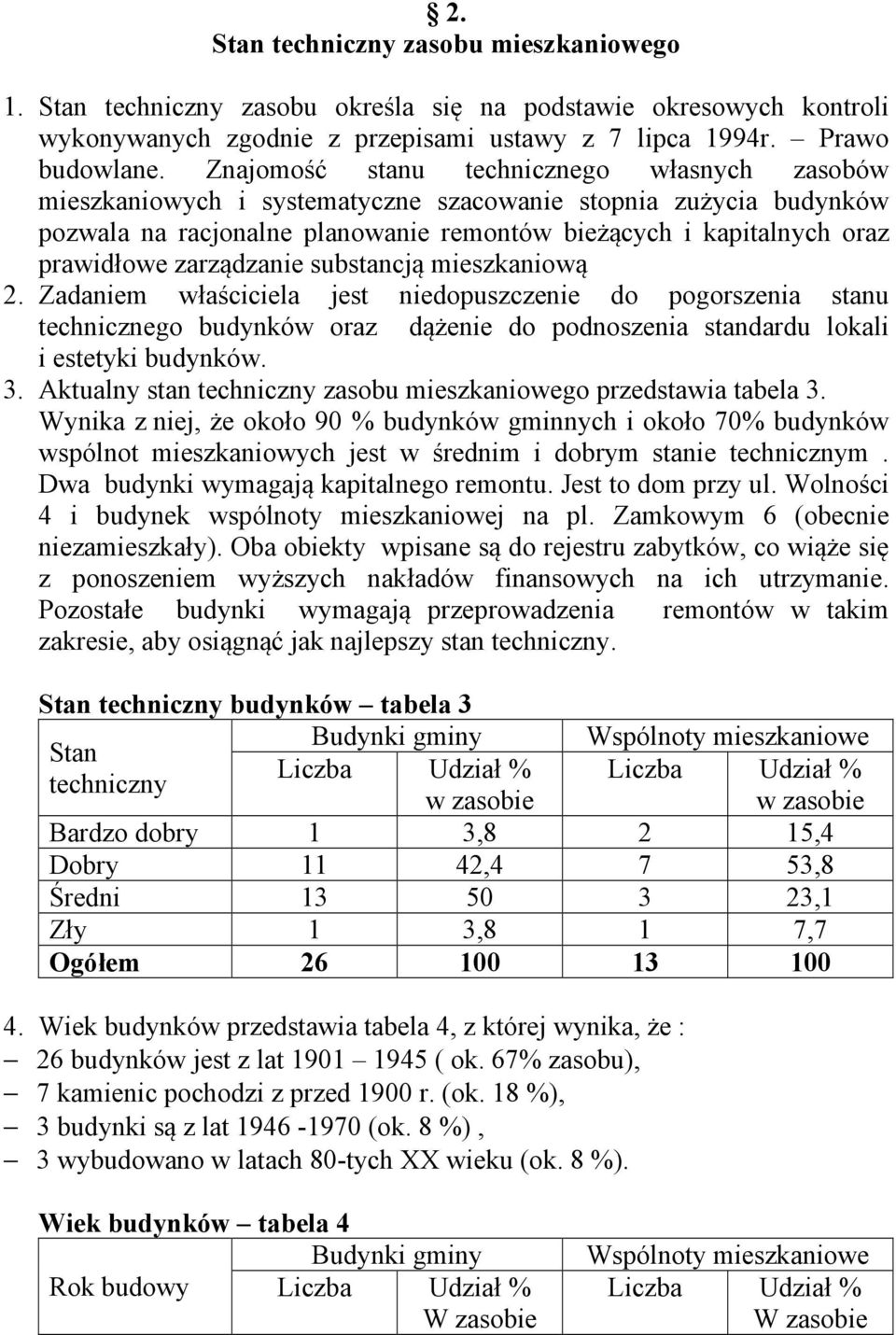 zarządzanie substancją mieszkaniową 2. Zadaniem właściciela jest niedopuszczenie do pogorszenia stanu technicznego budynków oraz dążenie do podnoszenia standardu lokali i estetyki budynków. 3.