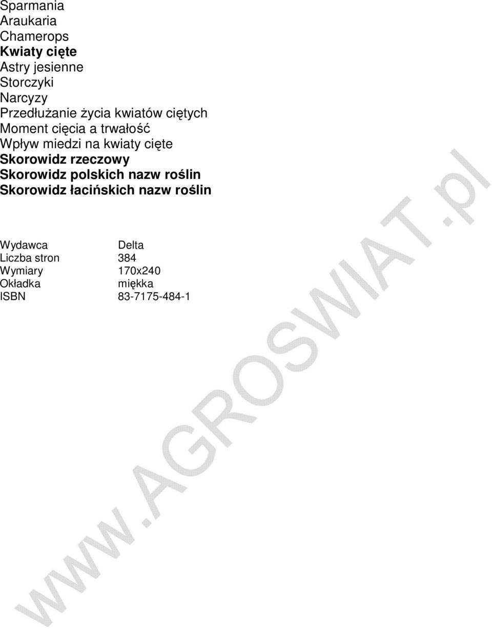 kwiaty cięte Skorowidz rzeczowy Skorowidz polskich nazw roślin Skorowidz