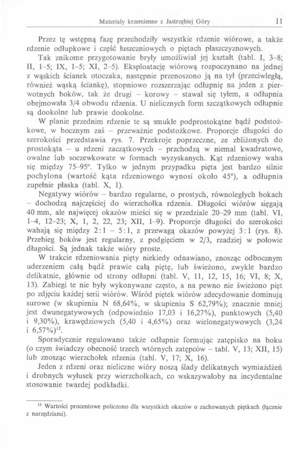 Eksploatację wiórową rozpoczynano na jednej z wąskich ścianek otoczaka, następnie przenoszono ją na tył (przeciwległą, rów nież w ąską ściankę), stopniow o rozszerzając odłupnię n a jeden z