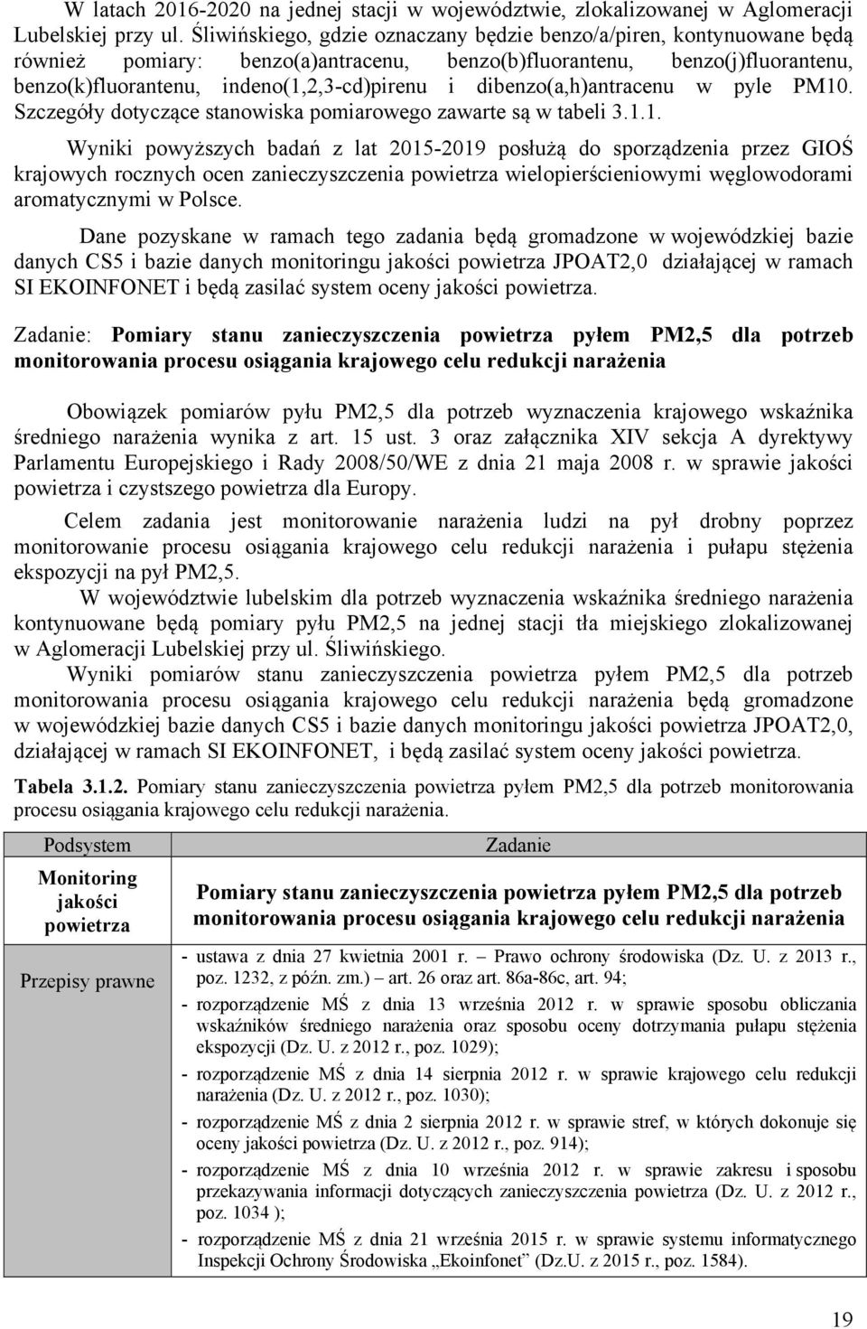 dibenzo(a,h)antracenu w pyle PM10