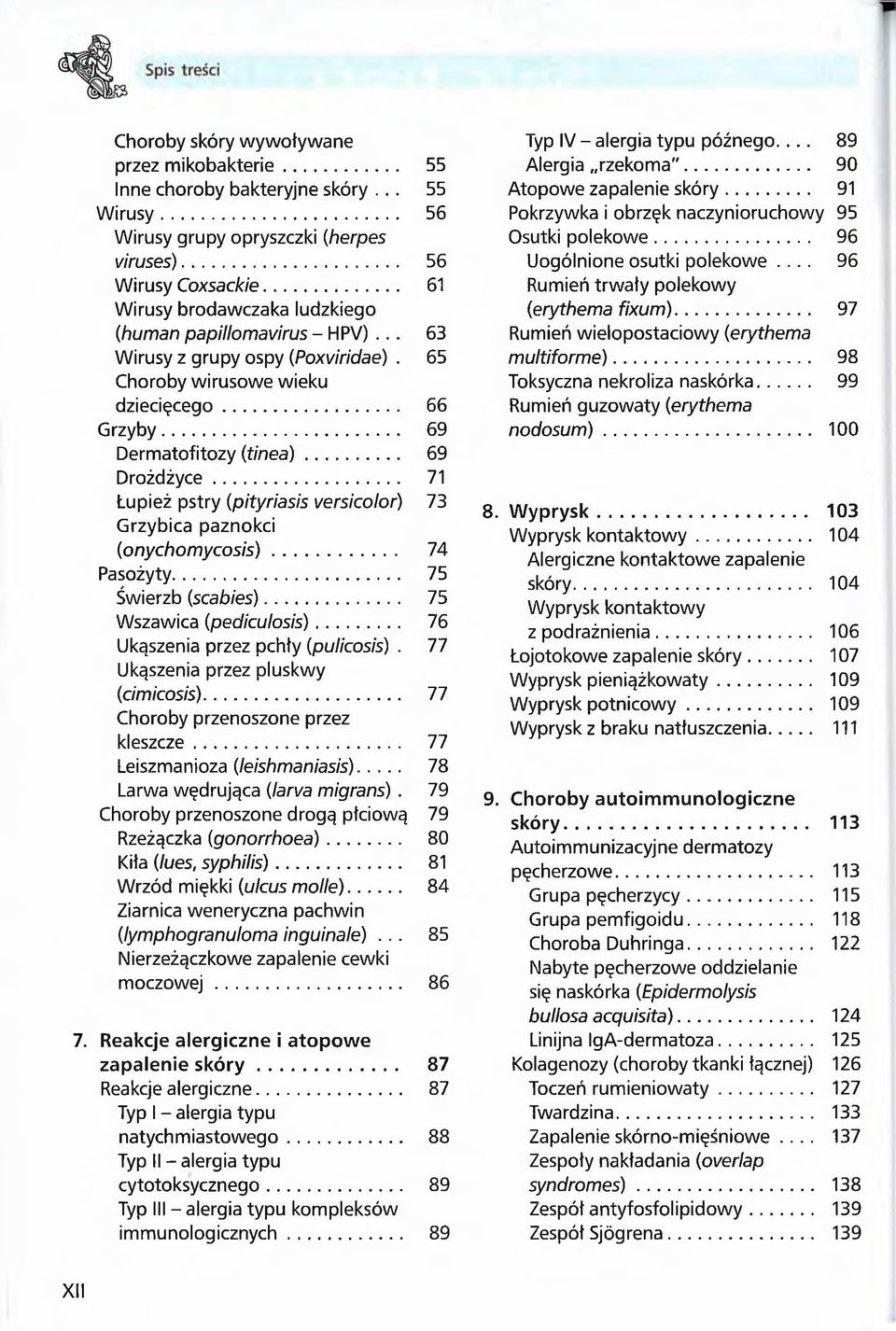 .. 71 Łupież pstry (pityriasis versicolor) 73 Grzybica paznokci (onychomycosis)... 74 Pasożyty... 75 Świerzb (scabies)... 75 Wszawica (pediculosis)... 76 Ukąszenia przez pchły (pulicosis).