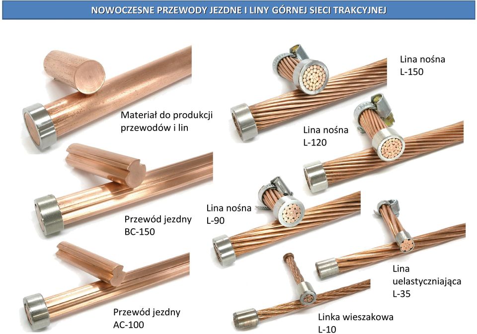 Przewód jezdny BC-150 Lina nośna L-120 Lina nośna L-90 Lina