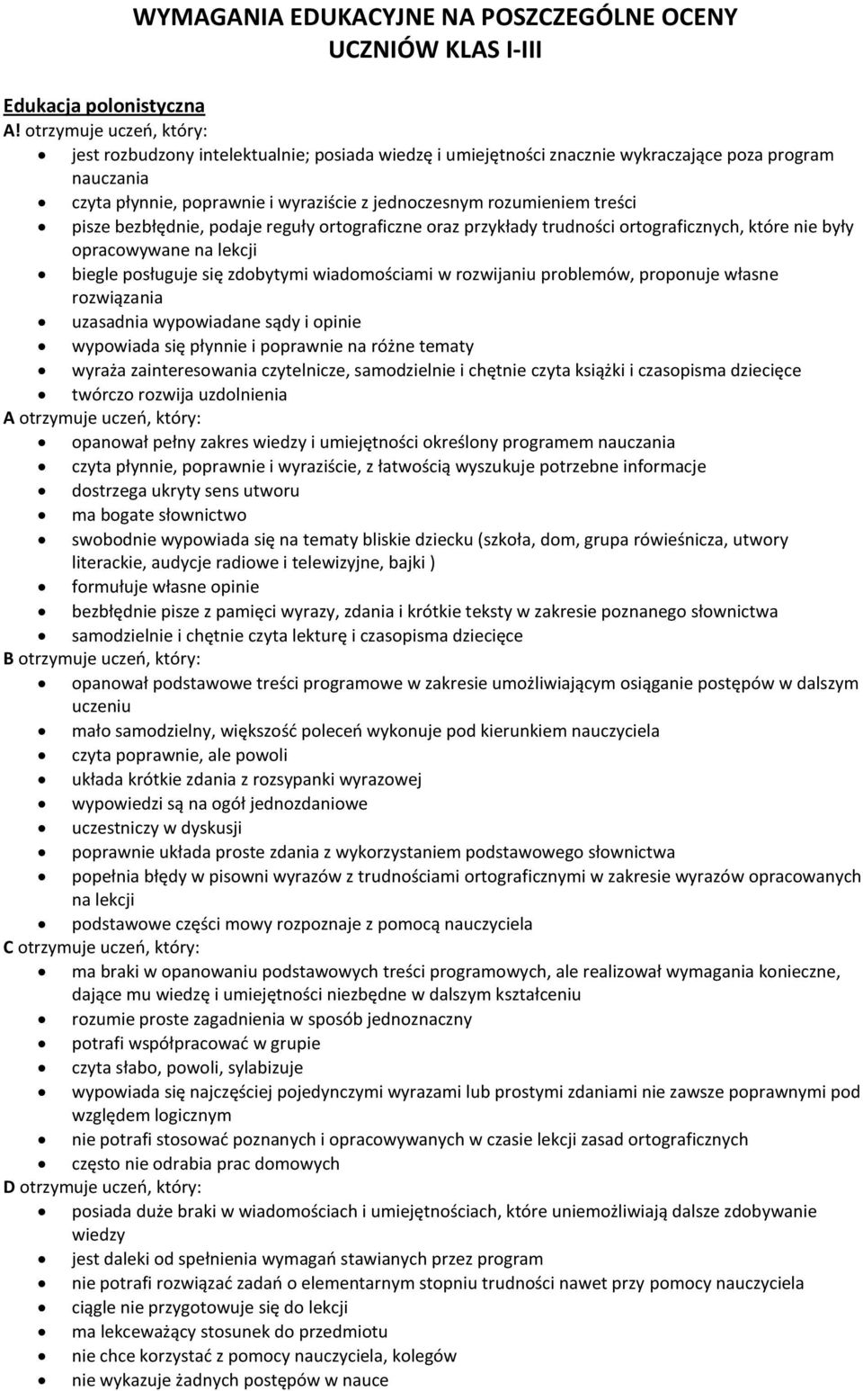posługuje się zdobytymi wiadomościami w rozwijaniu problemów, proponuje własne rozwiązania uzasadnia wypowiadane sądy i opinie wypowiada się płynnie i poprawnie na różne tematy wyraża zainteresowania