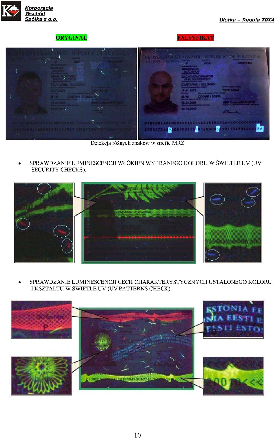 (UV SECURITY CHECKS): SPRAWDZANIE LUMINESCENCJI CECH