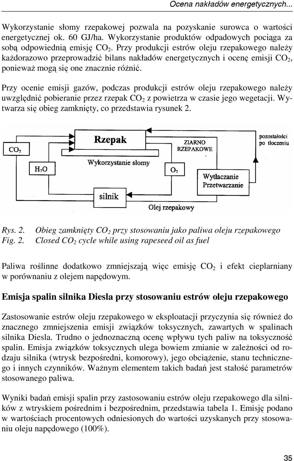 Przy produkcji estrów oleju rzepakowego naleŝy kaŝdorazowo przeprowadzić bilans nakładów energetycznych i ocenę emisji CO 2, poniewaŝ mogą się one znacznie róŝnić.