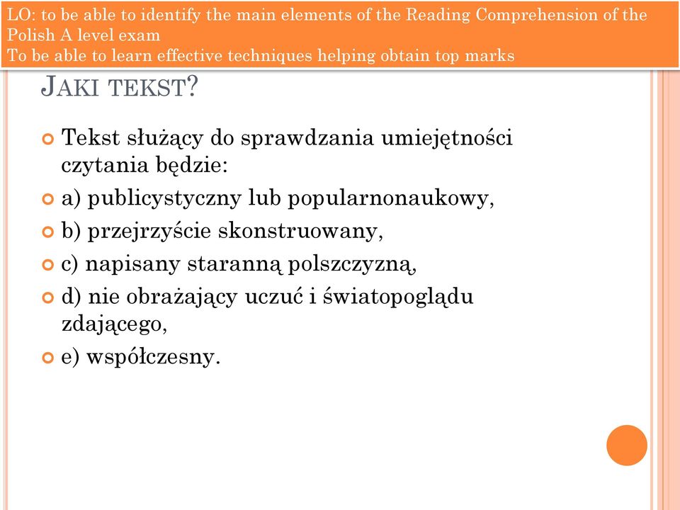 a) publicystyczny lub popularnonaukowy, b) przejrzyście