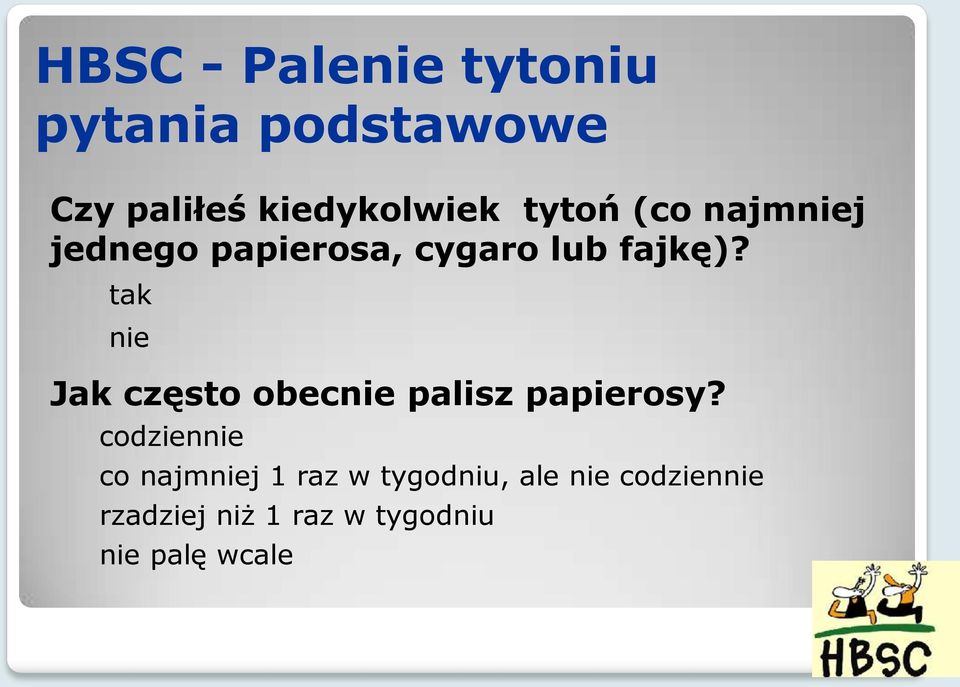 tak nie Jak często obecnie palisz papierosy?