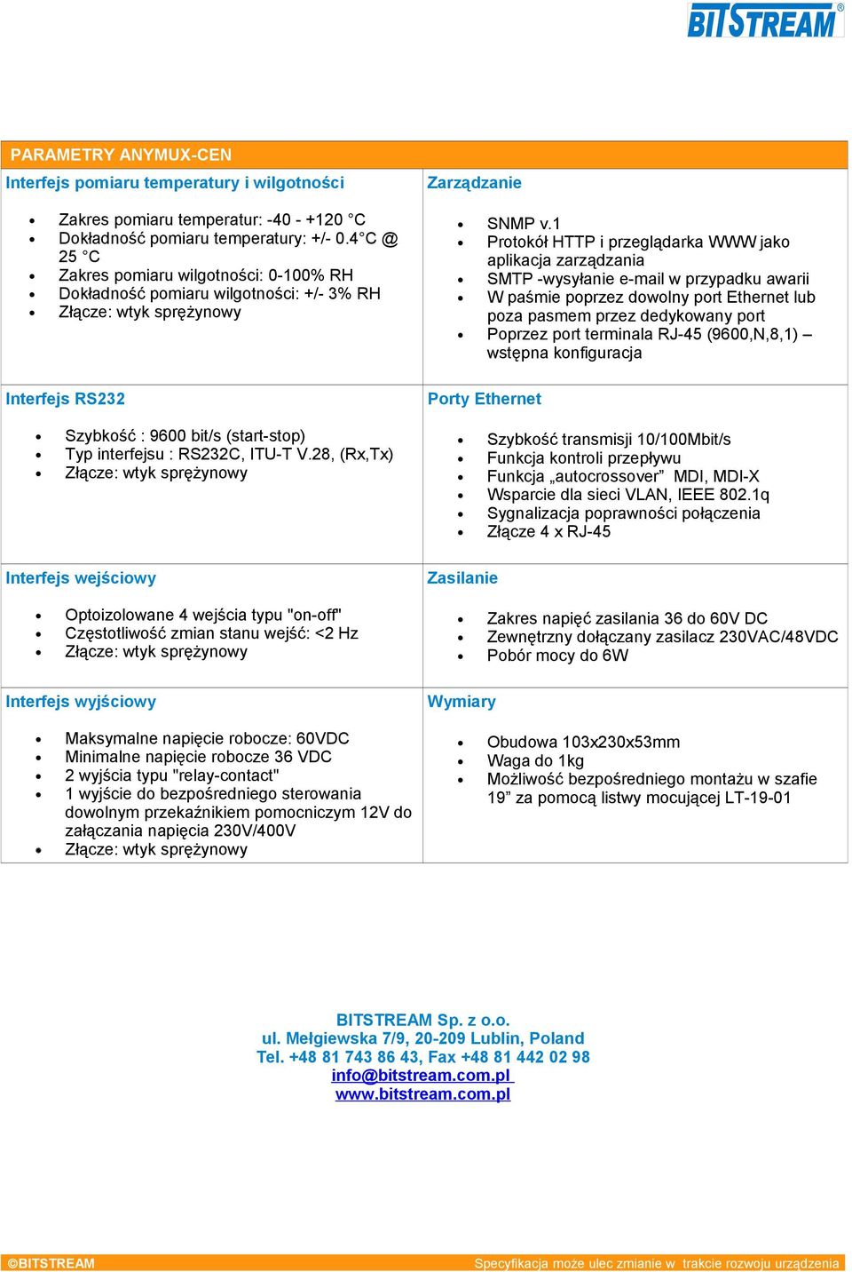 interfejsu : RS232C, ITU-T V.