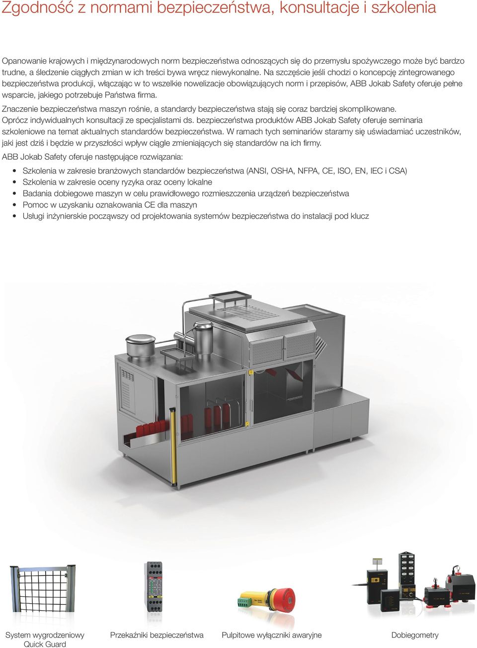 Na szczęście jeśli chodzi o koncepcję zintegrowanego bezpieczeństwa produkcji, włączając w to wszelkie nowelizacje obowiązujących norm i przepisów, ABB Jokab Safety oferuje pełne wsparcie, jakiego