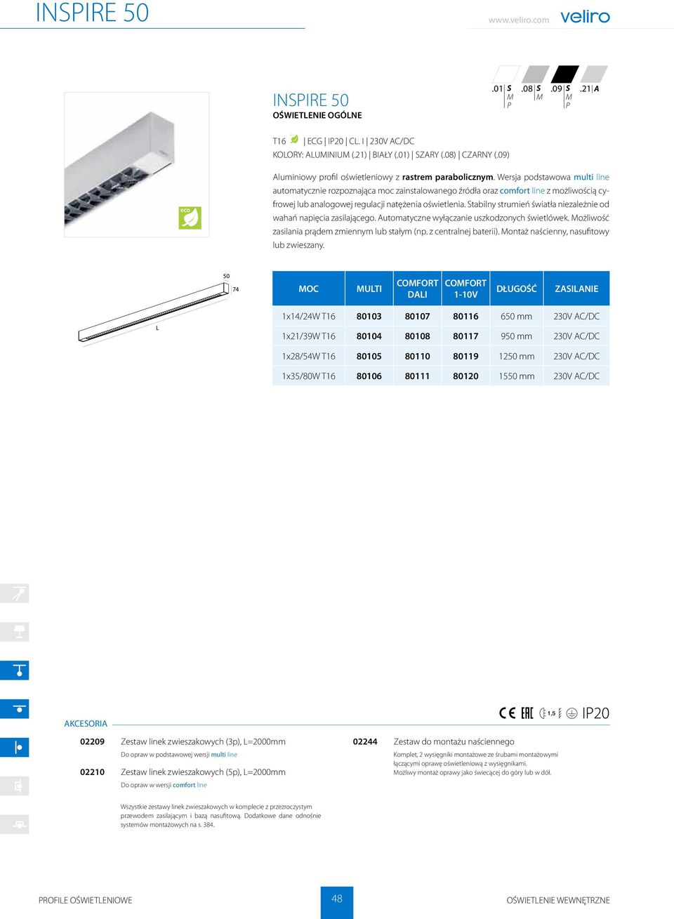 Wersja podstawowa multi line automatycznie rozpoznająca moc zainstalowanego źródła oraz comfort line z możliwością cyfrowej lub analogowej regulacji natężenia oświetlenia.