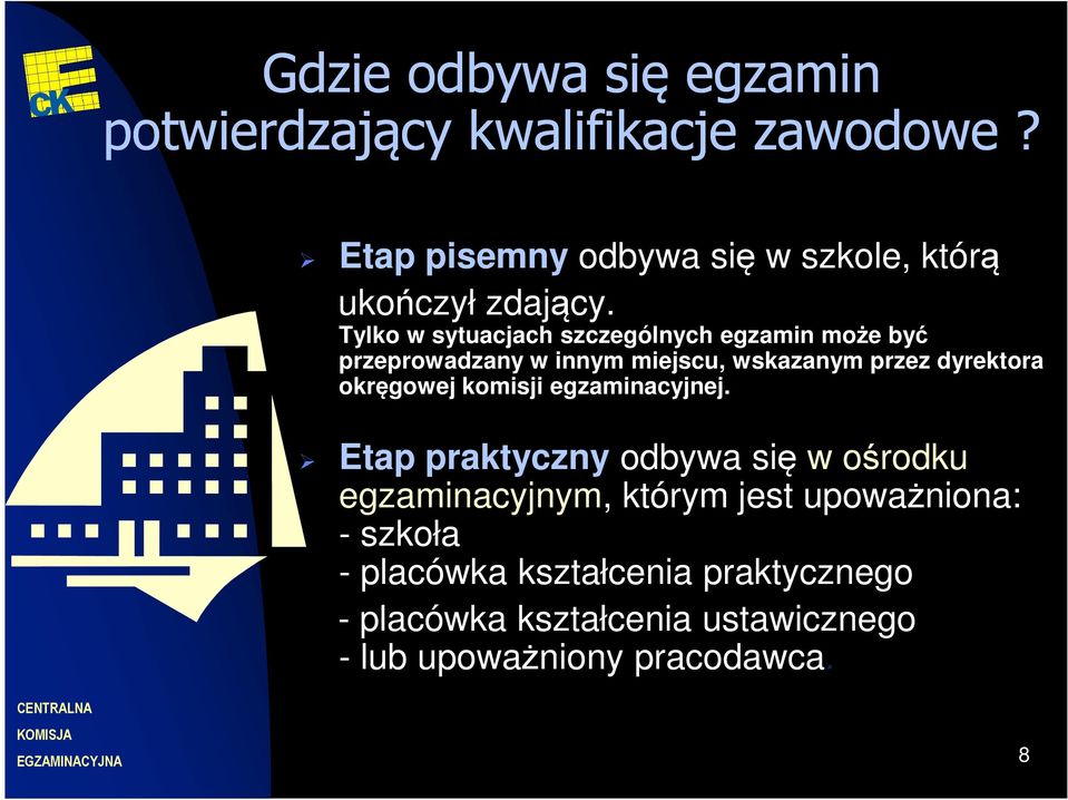 Tylko w sytuacjach szczególnych egzamin może być przeprowadzany w innym miejscu, wskazanym przez dyrektora