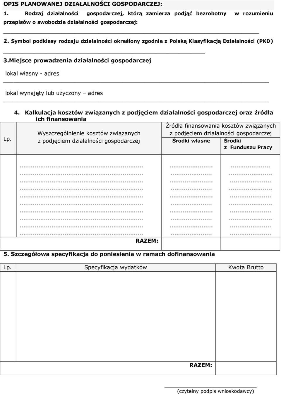 Miejsce prowadzenia działalności gospodarczej lokal własny - adres lokal wynajęty lub uŝyczony adres Lp. 4.