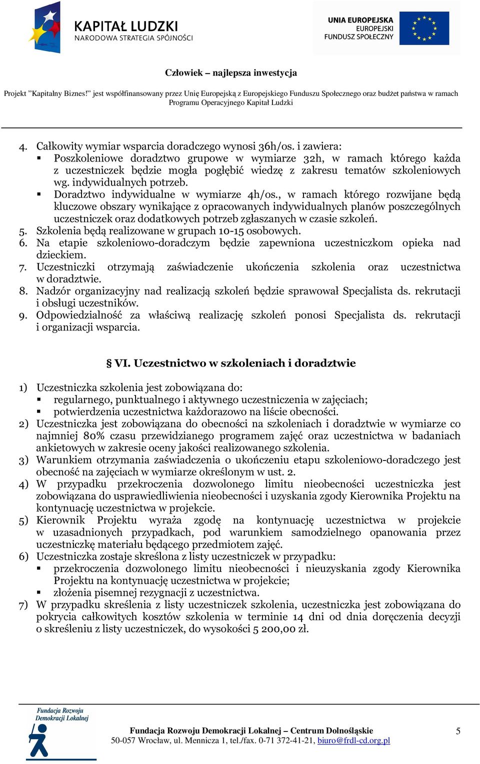 Doradztwo indywidualne w wymiarze 4h/os.
