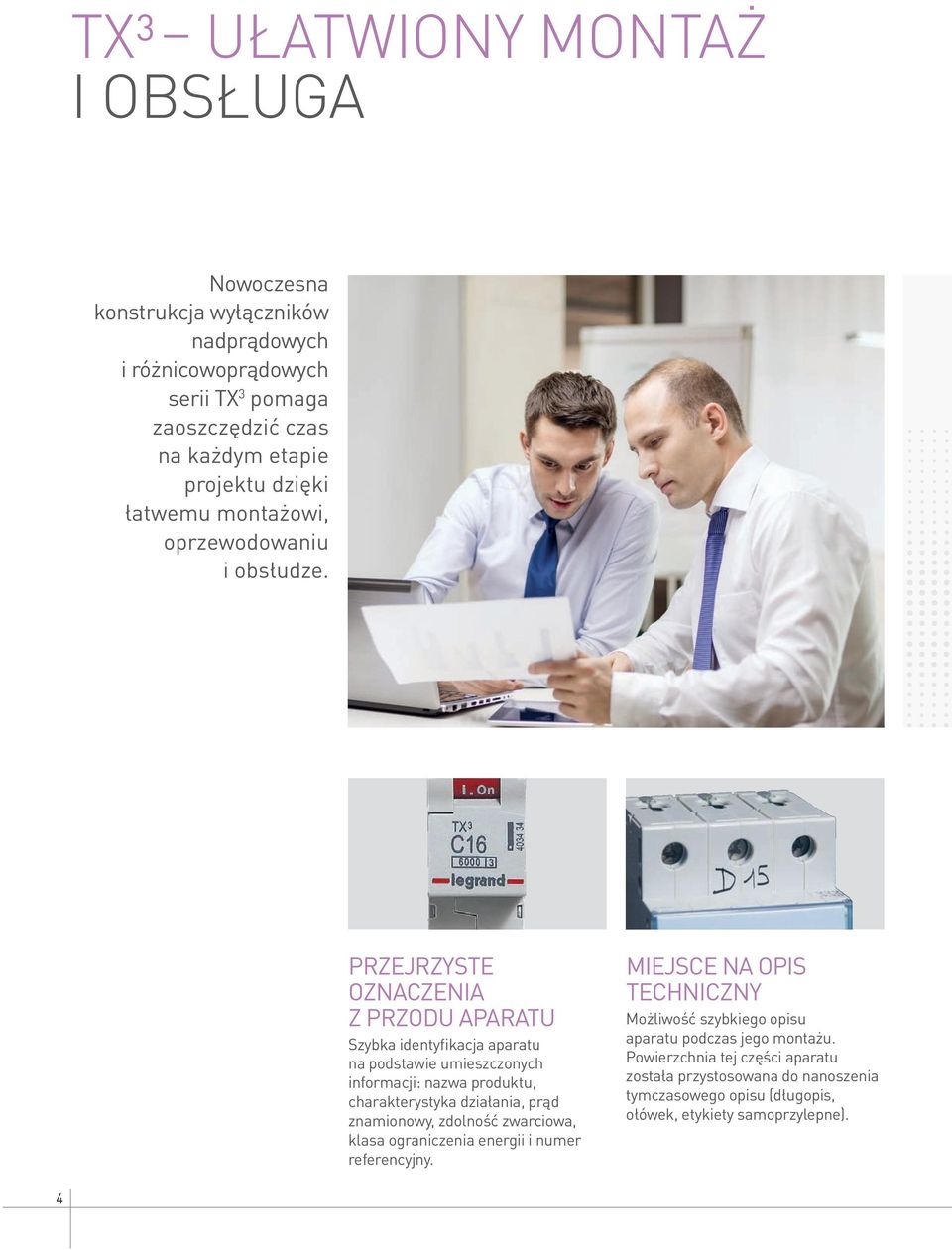 PRZEJRZYSTE OZNAZENIA Z PRZODU APARATU Szybka identyfikacja aparatu na podstawie umieszczonych informacji: nazwa produktu, charakterystyka działania, prąd