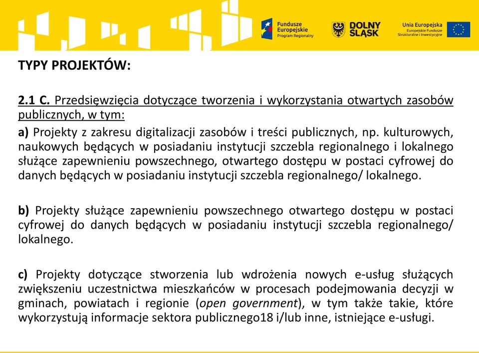 instytucji szczebla regionalnego/ lokalnego.