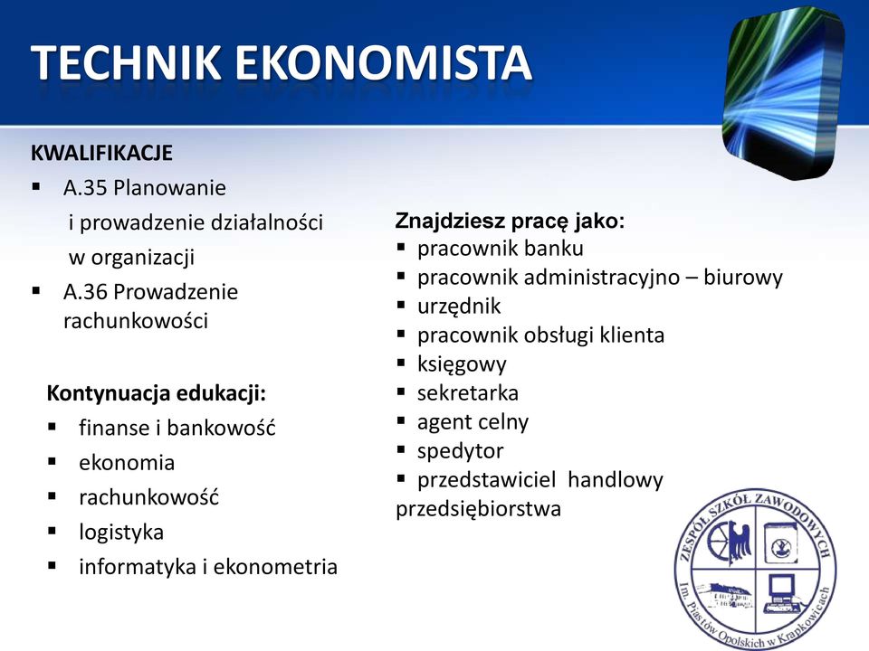 informatyka i ekonometria Znajdziesz pracę jako: pracownik banku pracownik administracyjno biurowy