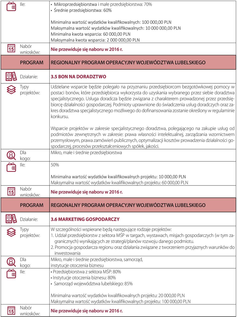 5 BON NA DORADZTWO Udzielane wsparcie będzie polegało na przyznaniu przedsiębiorcom bezgotówkowej pomocy w postaci bonów, które przedsiębiorca wykorzysta do uzyskania wybranego przez siebie doradztwa