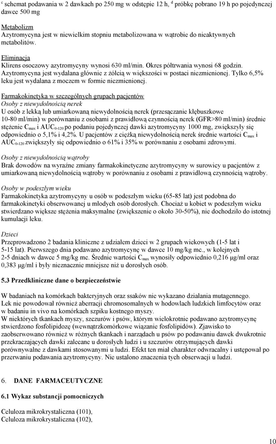 Azytromycyna jest wydalana głównie z żółcią w większości w postaci niezmienionej. Tylko 6,5% leku jest wydalana z moczem w formie niezmienionej.