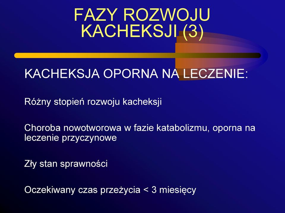 nowotworowa w fazie katabolizmu, oporna na leczenie