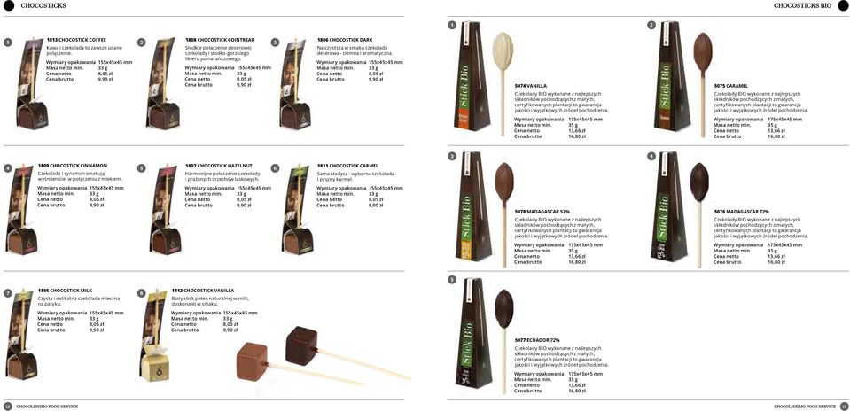 155x45x45 mm 33 g 8,05 zł 9,90 zł 3 1806 CHOCOSTICK DARK Najczystsza w smaku czekolada deserowa - ciemna i aromatyczna.