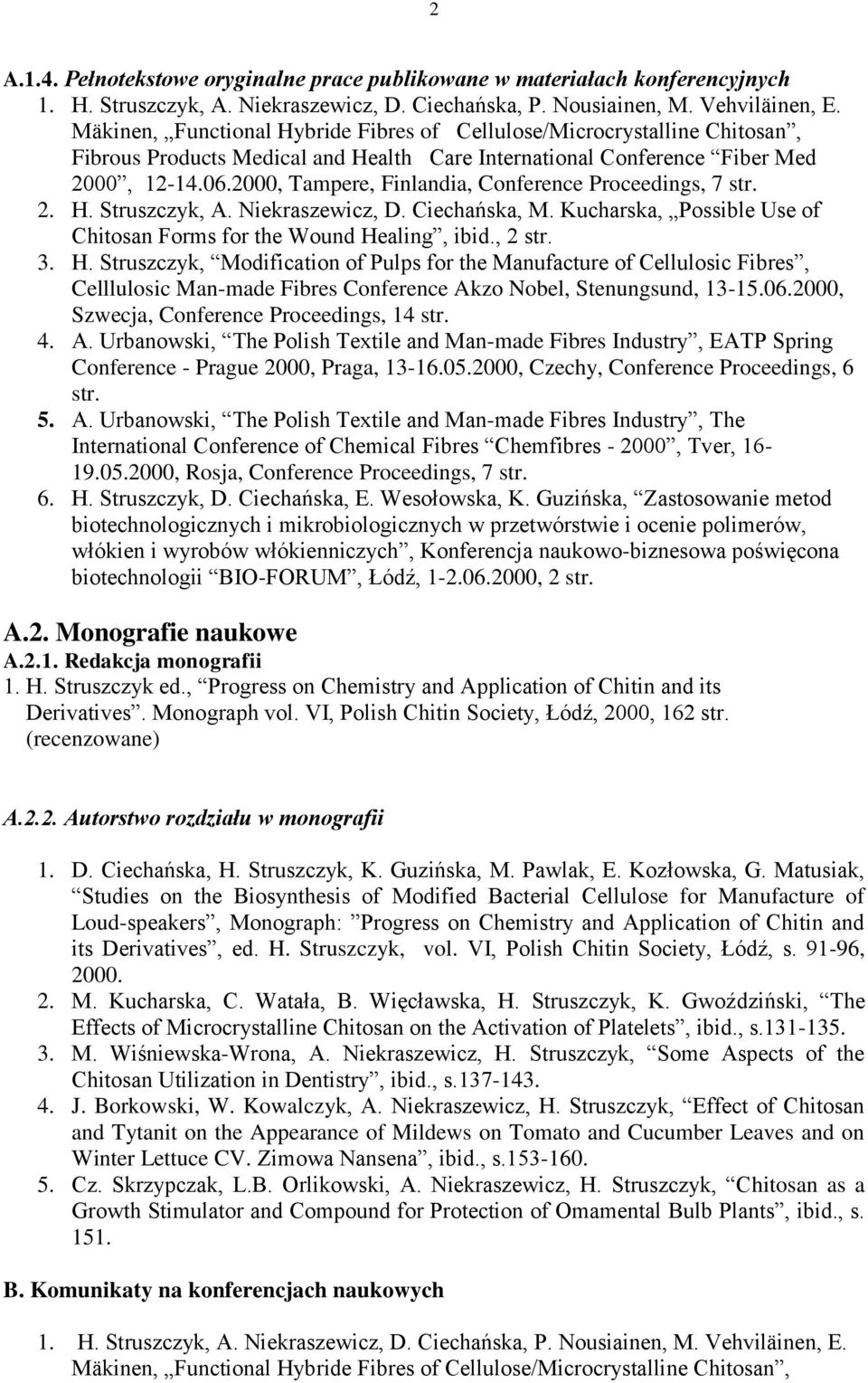 2000, Tampere, Finlandia, Conference Proceedings, 7 str. 2. H.