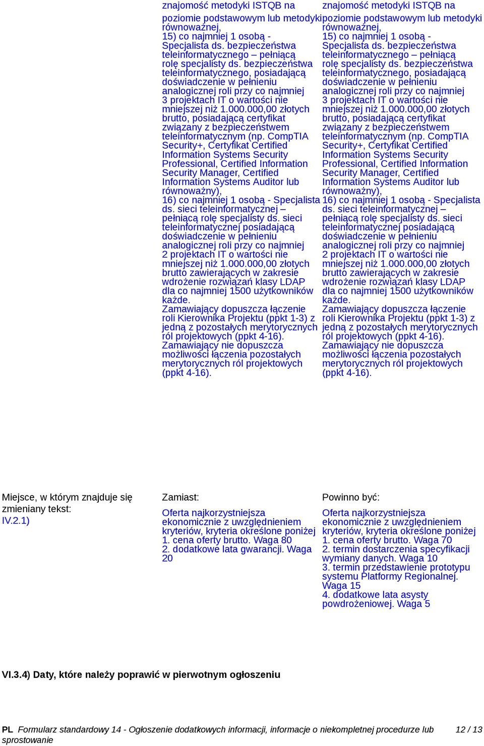 bezpieczeństwa teleinformatycznego, posiadającą teleinformatycznego, posiadającą doświadczenie w pełnieniu doświadczenie w pełnieniu analogicznej roli przy co najmniej analogicznej roli przy co