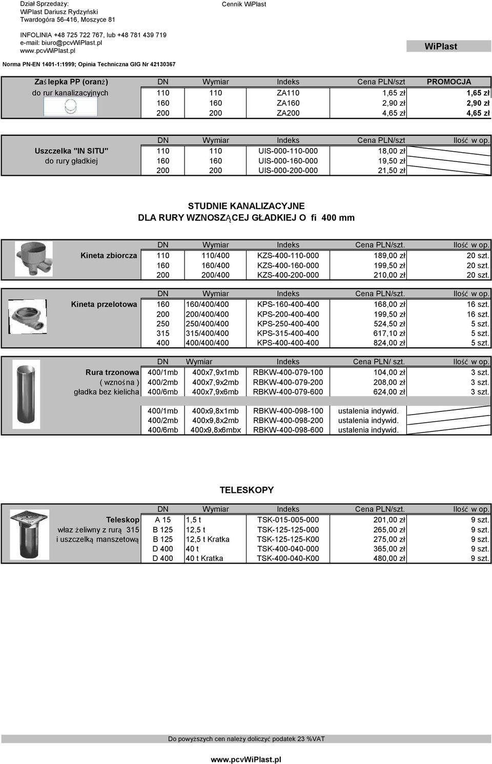 2,90 zł 200 200 ZA200 4,65 zł 4,65 zł DN Wymiar Indeks Cena PLN/szt Ilość w op.