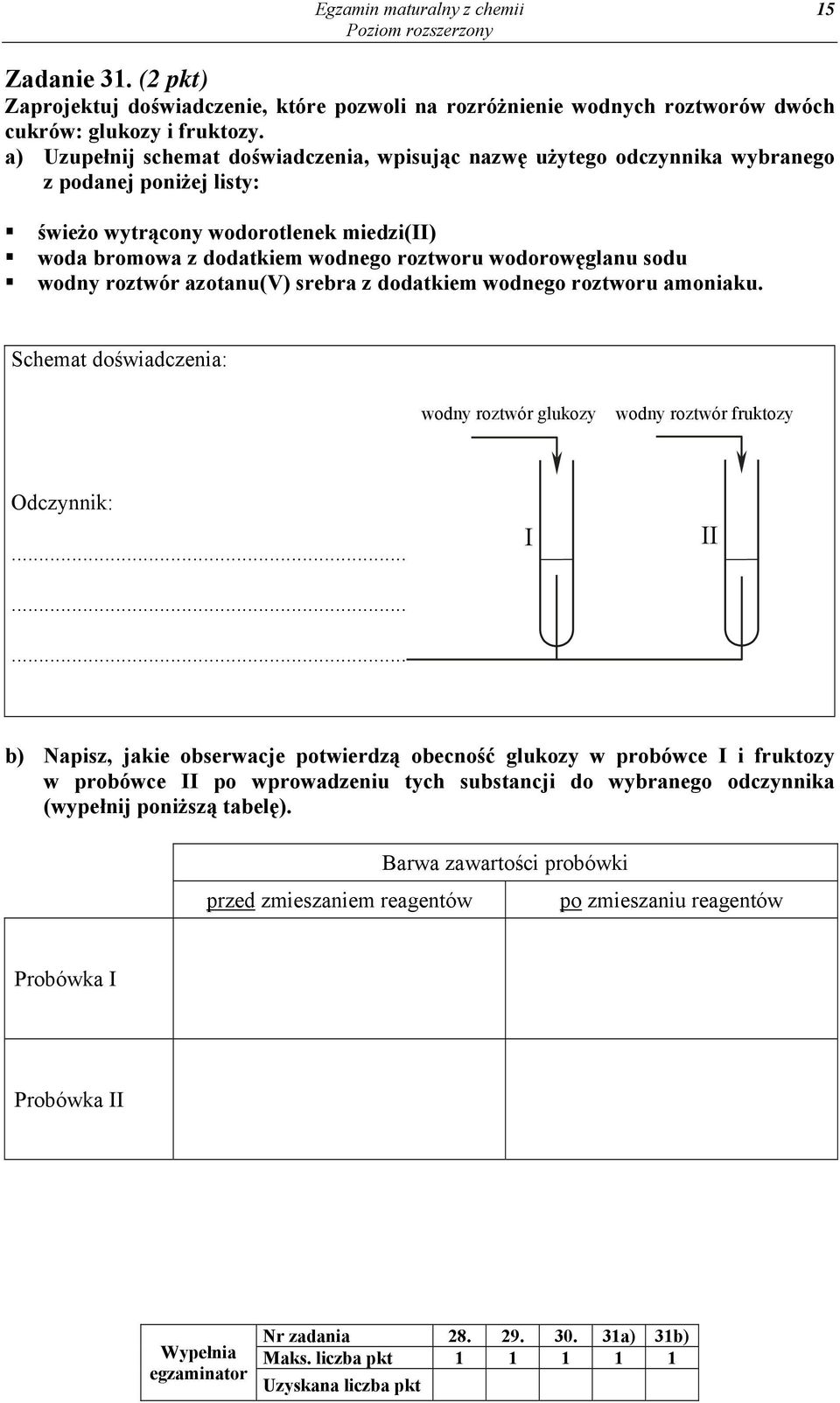 wodorowęglanu sodu wodny roztwór azotanu(v) srebra z dodatkiem wodnego roztworu amoniaku. Schemat doświadczenia: wodny roztwór glukozy wodny roztwór fruktozy Odczynnik:.