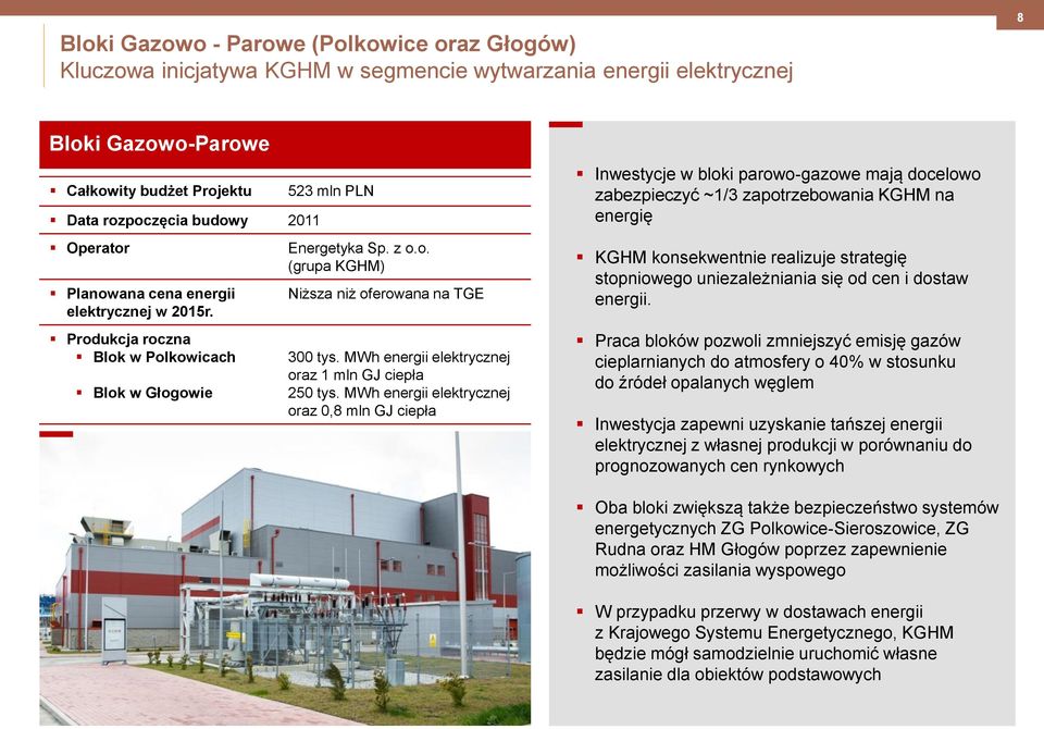 MWh energii elektrycznej oraz 1 mln GJ ciepła 250 tys.