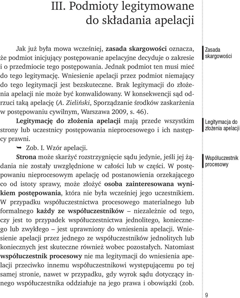 Brak legitymacji do złożenia apelacji nie może być konwalidowany. W konsekwencji sąd odrzuci taką apelację (A. Zieliński, Sporządzanie środków zaskarżenia w postępowaniu cywilnym, Warszawa 2009, s.