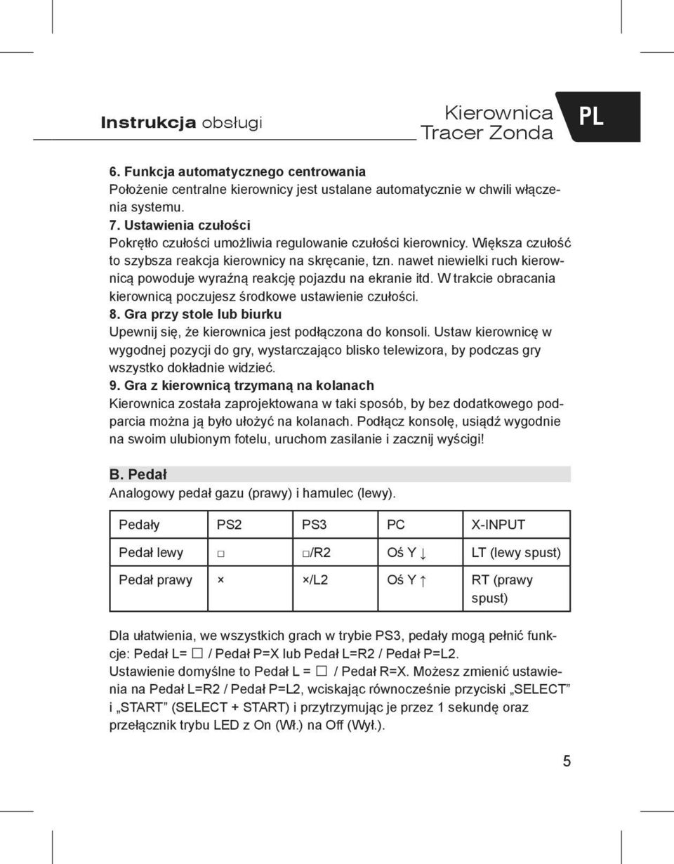nawet niewielki ruch kierownicą powoduje wyraźną reakcję pojazdu na ekranie itd. W trakcie obracania kierownicą poczujesz środkowe ustawienie czułości. 8.