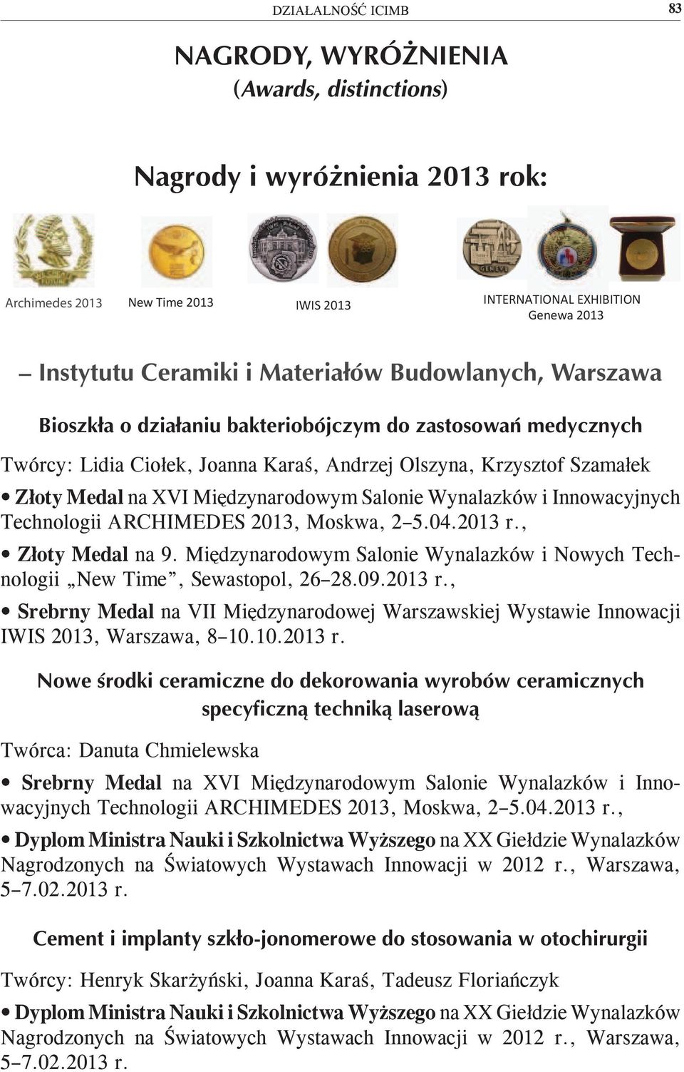 Międzynarodowym Salonie Wynalazków i Nowych Technologii New Time, Sewastopol, 26 28.09.2013 r.