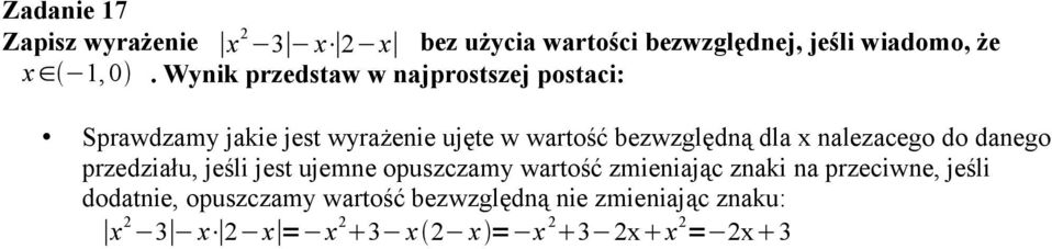nalezacego do danego przedziału, jeśli jest ujemne opuszczamy wartość zmieniając znaki na przeciwne,