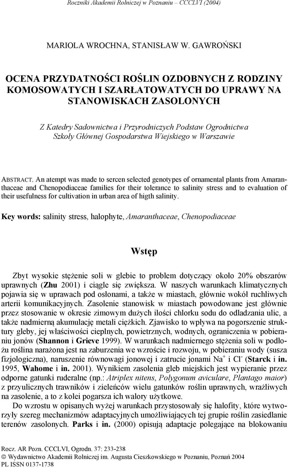 Gospodarstwa Wiejskiego w Warszawie ABSTRACT.