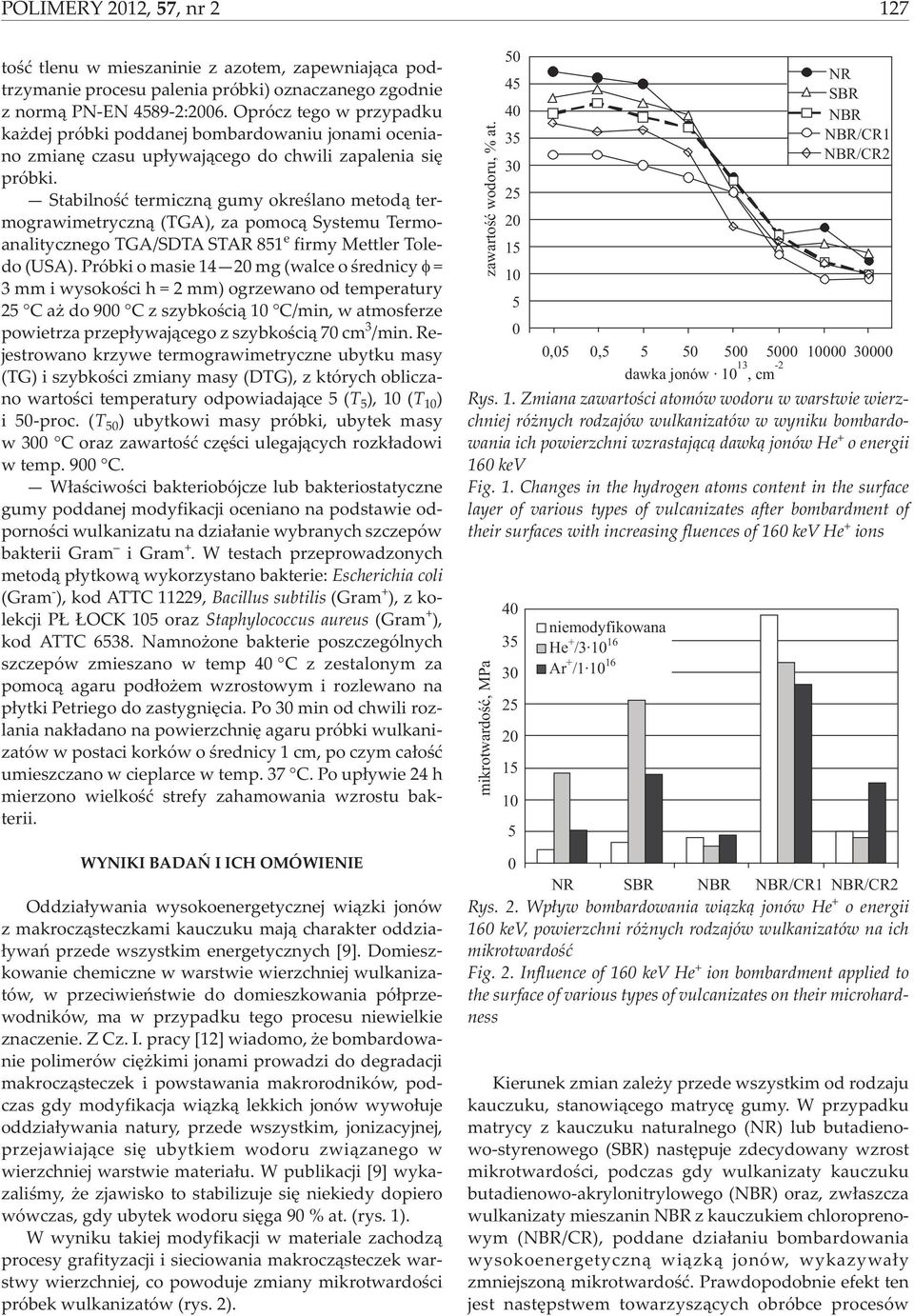 Stabilnoœæ termiczn¹ gumy okreœlano metod¹ termograwimetryczn¹ (TGA), za pomoc¹ Systemu Termoanalitycznego TGA/SDTA STAR 851 e firmy Mettler Toledo (USA).