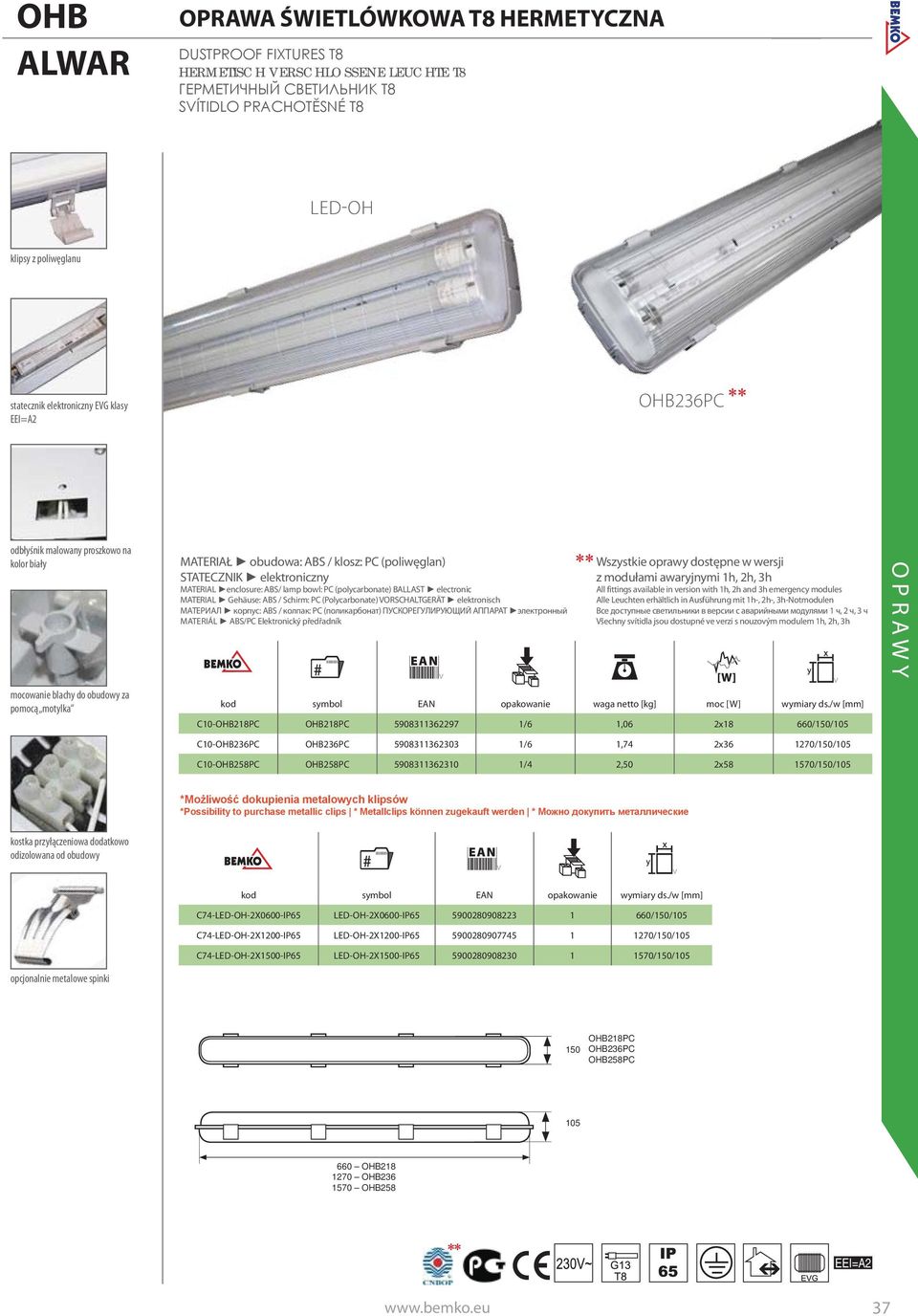 MATERIAL Gehäuse: ABS / Schirm: PC (Polycarbonate) VORSCHALTGERÄT elektronisch МАТЕРИАЛ корпус: ABS / колпак: PC (поликарбонат) ПУСКОРЕГУЛИРУЮЩИЙ АППАРАТ электронный MATERIÁL ABS/PC Elektronický