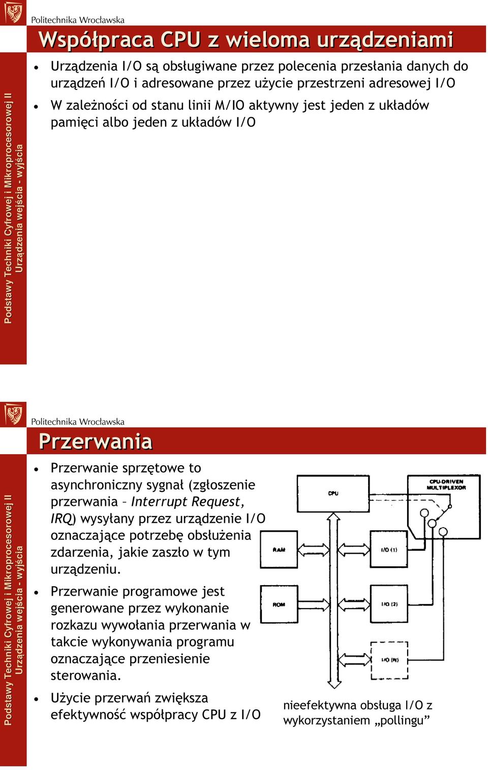 IRQ) wysyłany przez urządzenie I/O oznaczające potrzebę obsłużenia zdarzenia, jakie zaszło w tym urządzeniu.