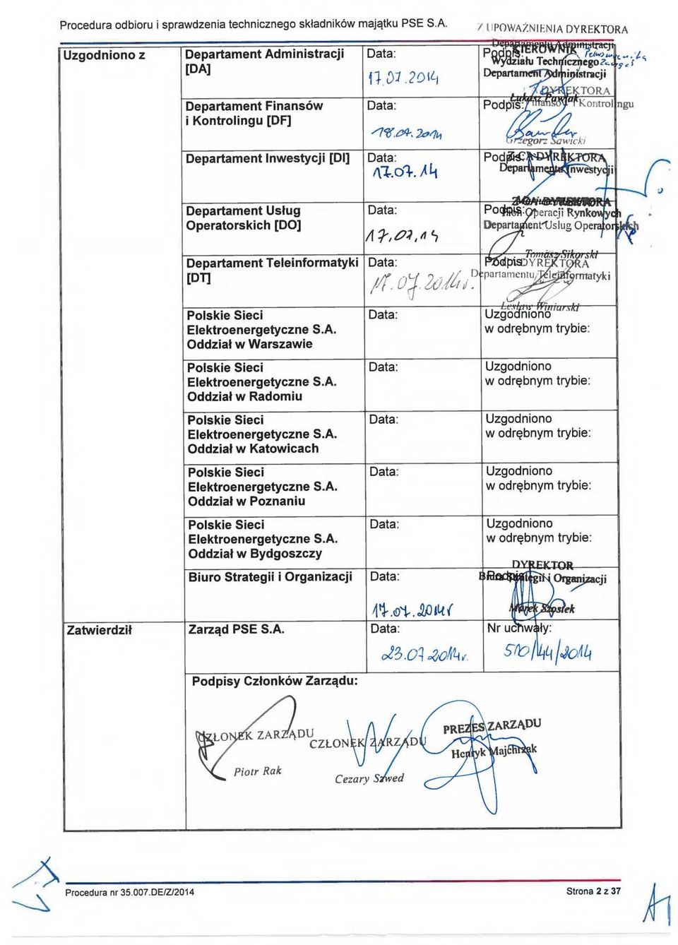 a m nw ty Departament Usług Operatorskich [DO] Departament Teleinformatyki [DT] Polskie Sieci Elektroenergetyczne S.A. Oddział w Warszawie Polskie Sieci Elektroenergetyczne S.A. Oddział w Radomiu Polskie Sieci Elektroenergetyczne S.