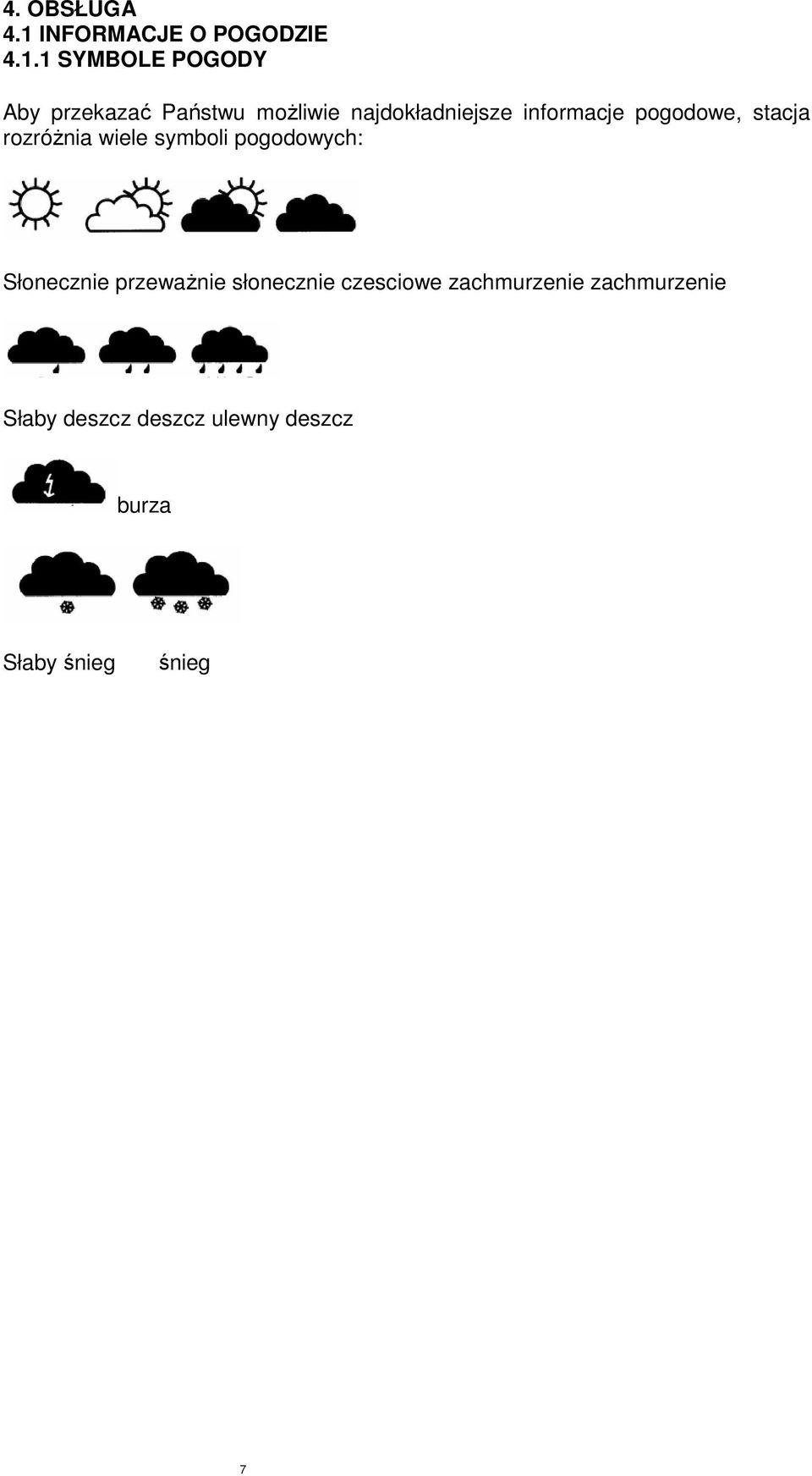 1 SYMBOLE POGODY Aby przekazać Państwu możliwie najdokładniejsze