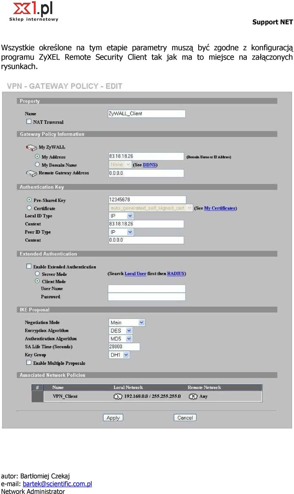 konfiguracją programu ZyXEL Remote