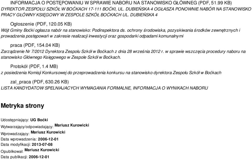 ochrony środowiska, pozyskiwania środków zewnętrznych i prowadzenia postępowań w zakresie realizacji inwestycji oraz gospodarki odpadami komunalnymi praca (PDF, 154.