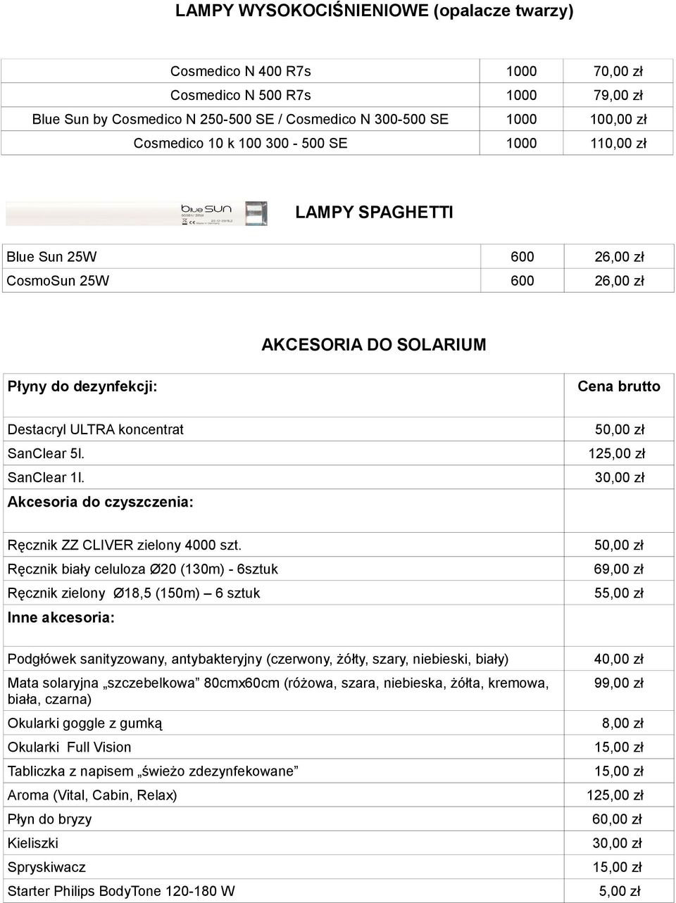 SanClear 1l. Akcesoria do czyszczenia: 125,00 zł 30,00 zł Ręcznik ZZ CLIVER zielony 4000 szt.