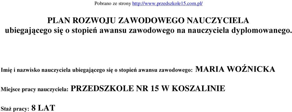 zawodowego na nauczyciela dyplomowanego.