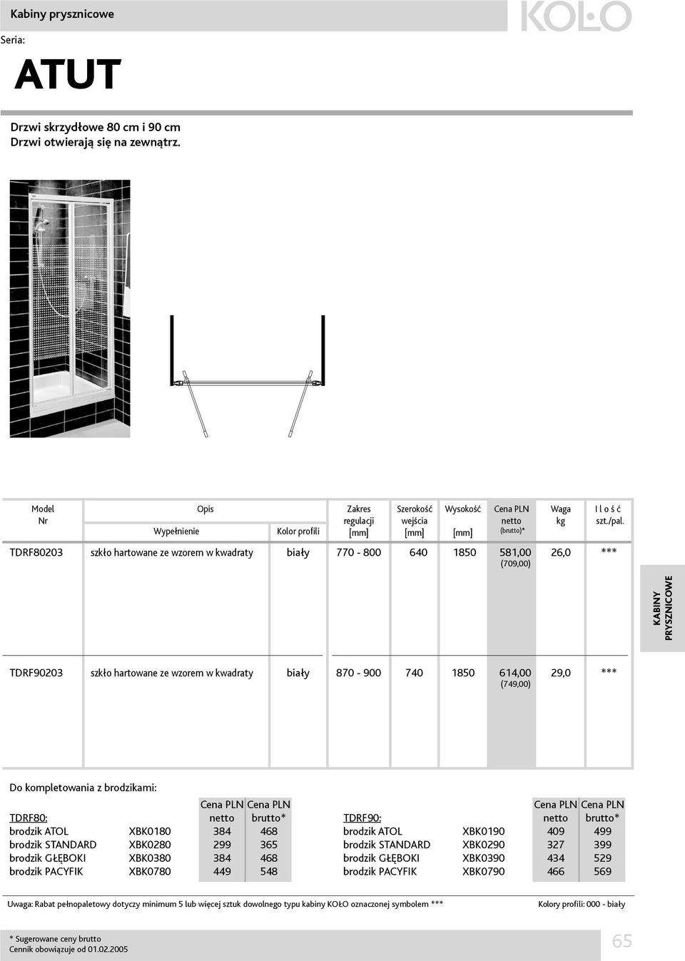 TDRF80: brutto* brodzik ATOL XBK0180 384 468 brodzik STANDARD XBK0280 299 365 brodzik GŁĘBOKI XBK0380 384 468 brodzik PACYFIK XBK0780 449 548 TDRF90: brutto*
