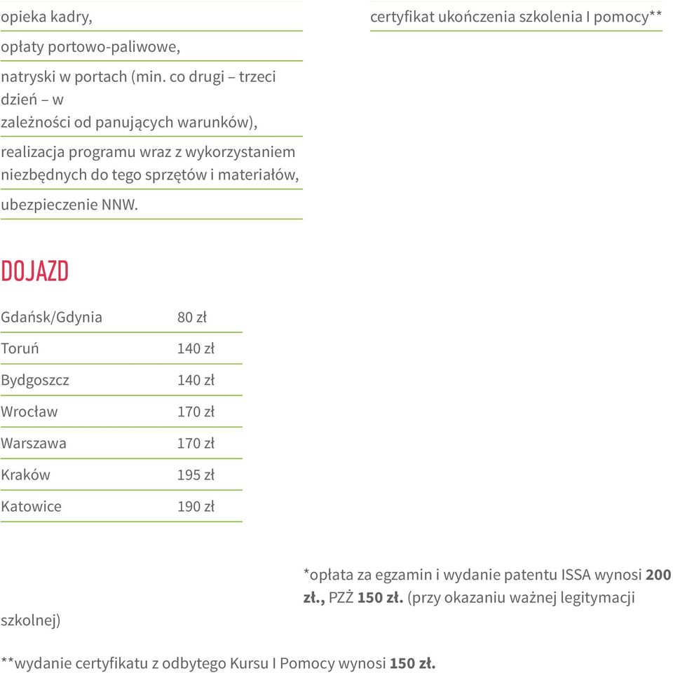 materiałów, ubezpieczenie NNW.
